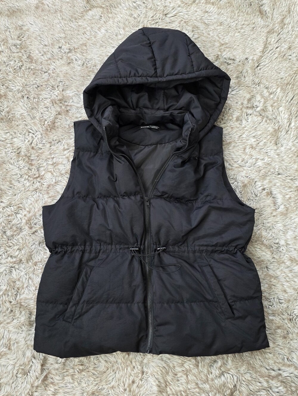 SHEIN Black Hooded Puffer Vest Women's Size Large